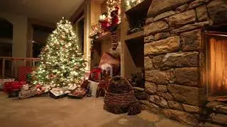 Warming Christmas 4K HDR Ultra HD Fireplace in a log cabin cottage 