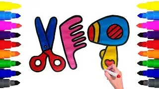 How to Draw Hair Tools✂️💄❤️ | Drawing and Coloring for Kids #drawing #hairstyle #art