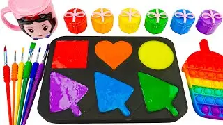 Satisfying Video | DIY How to Make Heart & Circle Shapes with Slime Pool Candy Cutting | ASMR