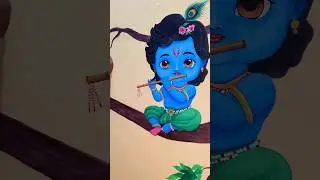 Krishna ji wall painting part-1 🔥😱 #art #painting #krishna #viral