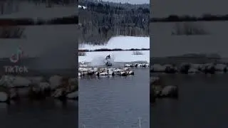 Snowmobile water skipping fail