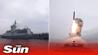 Russian warship fires missile at target over 300km away in training exercise