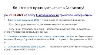 Отчет в статистику до 1 апреля 2021 г