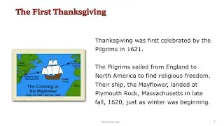 The First Thanksgiving - a Wordville Reading Comprehension Story