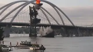 Controlled explosion brings down historic Illinois bridge