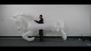White Inflatable Horse Costume With LED Strip For City Parade Decoration