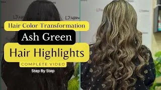 Ash Green Hair Highlights | Foil Highlights Techniques | Highlights on Black Hair