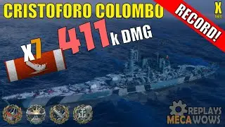 DAMAGE RECORD! Cristoforo Colombo 7 Kills & 411k Damage | World of Warships Gameplay