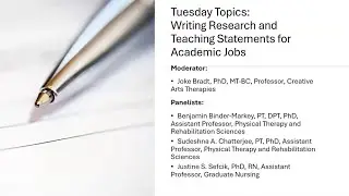 WRITING RESEARCH AND TEACHING STATEMENTS FOR ACADEMIC JOBS