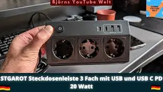 STGAROT Steckdosenleiste 3 Fach mit USB und USB C PD 20 Watt