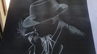 Art with white gel pen and white color pencil