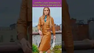 JLo smolders in Brown leather jacket and skirt #jlo #shorts #bennifer #hollywood