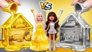We Build Amazing Doll House | GOLDEN vs SILVER Challenge by DiLi World
