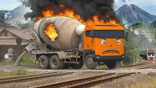 Wow Ternyata Ada Truk Kontainer Besar, Truk Molen, Truk Pasir Bus Mini Mirip Chris Dan Teman Tayo