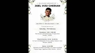 Funeral mass of  JOEL VIJU CHERIAN on  7.2.26, Live Streaming 8.00 am  Onwards