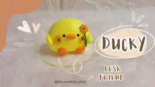 😱I made Cutest Duck🐤 using homemade air dry clay!!✨️#clayart #diy  #aesthetic #claycraft #trending