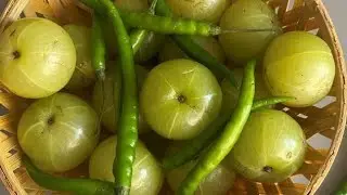 Make 2 types of pickles: Amla pickle and green chilli pickle.Achar recipe 