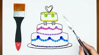 How to draw a Birthday Cake Step by Step | Acrylic Painting for Beginners