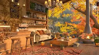 4K Spring Outdoor Coffee Shop with Smooth Jazz Music to Relax/Study/Work to