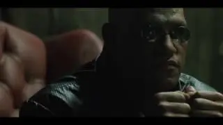 Neo has a tasty beverage