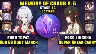 E0 Topaz F2P Carry & E0 Lingsha Super Break Carry (3 Stars) Memory Of Chaos 11 Honkai Star Rail 2.5