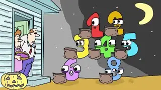 123456 and 8 doing trick and treat | Wonderland number fanmade coloring story