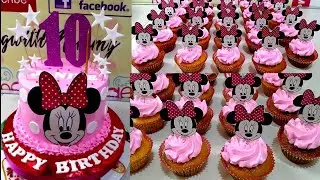 Minnie mouse cake and cupcake with boiled icing frosting || easy tutorial