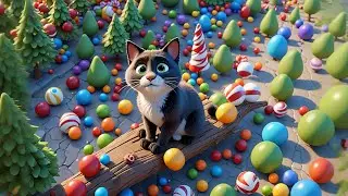 Cat Climbed a Candy Cane Tree 🐱🍭🌳 | Fun Counting & Learning Video for Kids | Preschool Song