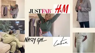 JustFab, H&M, Nasty Gal, & Coutore Club TRY ON HAUL | Work clothes, lounge clothes etc.