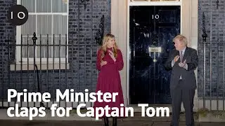 Prime Minister Boris Johnson claps for Captain Sir Tom Moore