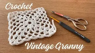 Vintage lacy granny square crochet 