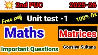 2 nd PUC Maths Chapter wise important questions for unit test 1 2025 kseab