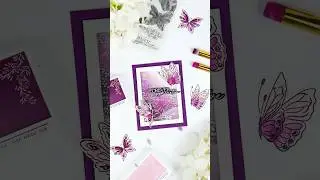 butterfly shaker card with vibrant ink blending 🦋💜 #handmadecards #cardmaking
