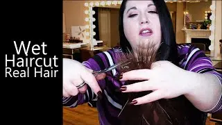 ASMR Haircut Roleplay (Real Wet Hair) (Hair Brushing, Scissors, Cutting, Trim, Whispering)