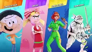 Lincoln Loud vs Helga vs April O'Neil vs Leonardo (100th NASB video) - Nickelodeon All Star Brawl