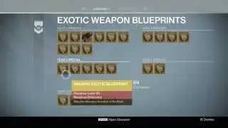 Destiny: The Taken King - Tower: Exotic Weapons & Exotic Armor Blueprints Kiosks Details (Year 1, 2)