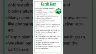 Essay on Earth Day | 10 Lines on Earth Day #shorts #ytshorts #earth #earthday #saveplanet #essay