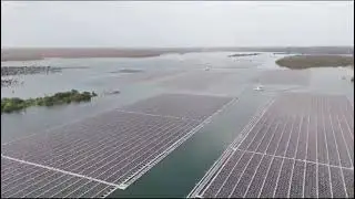 Floating solar plant in omkareshwar...🛸🛸🚀#solar #floatingsolar #renewableenergy #GreenEnergy #power