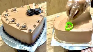 HEART-SHAPED CHOCOLATE CAKE DECORATING TUTORIAL | HOMEMADE CHOCOLATE HEART CAKE | Easy Recipe