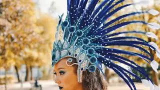Costume de carnaval Blue creation samba costume paris cabaret dancer