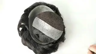 Mens Toupee Thin French Lace Human Hair systems for men Poly Skin Around Mens Hairpieces