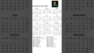 Calendar 2021 #monthsoftheyear #2021