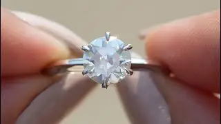 Old European Cut Round Moissanite Ring #moissanite #proposalring @GoldenBirdJewels
