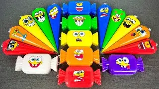 SpongeBob SquarePants Characters in Clear Slime 🧽✨ Crunchy Clay Candy ASMR