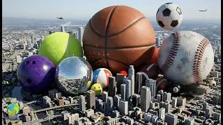 ◀ Ball Size Comparison ▶ | What If Balls Were 100x Bigger? | 3D