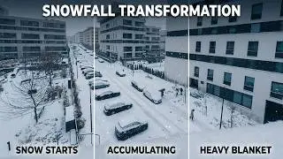 Relaxing Falling Snow in Kraków Poland | Ambient Winter Snowfall Residential Streets 1 Hour 4K