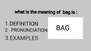 What is the meaning of bag || Definition of the bag  || Bag meaning in English