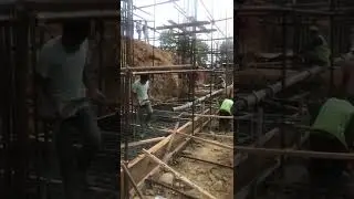 Footing Concrete Pouring with Needle Vibrator #shorts