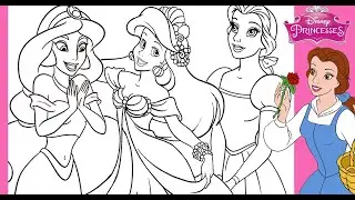Disney Princess Portrait Coloring Page COLOR ARIEL JASMINE BELLE TOGETHER Coloring three Princesses