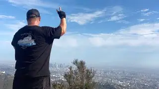 Hiking to the Mt. Lee Summit, where the famous Hollywood Sign is, 8-23-2025.